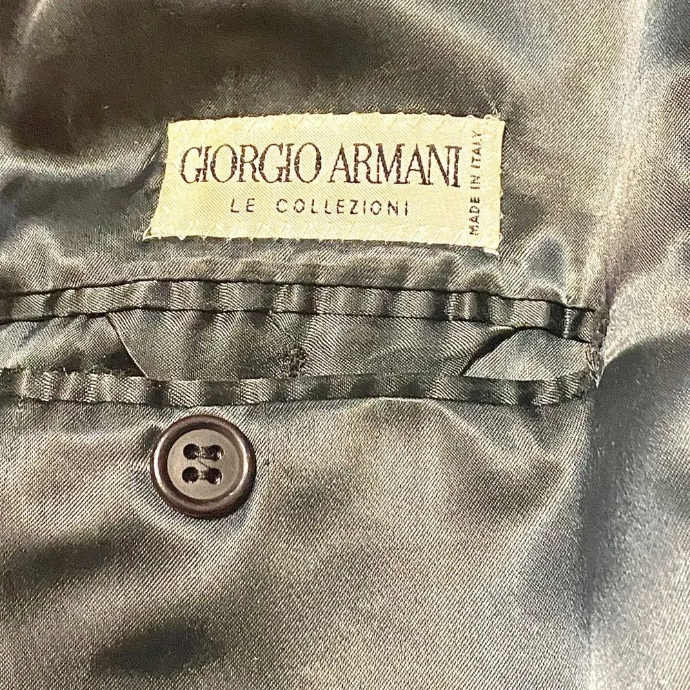 Giorgio Armani Vintage Wool Cashmere Dress Coat Black Size 44 Made in Italy